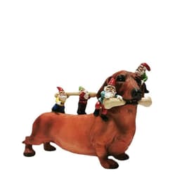 image-New Resin Garden Decoration Gardening Sausage Dog Eating Bones Statue Micro Landscape Crafts