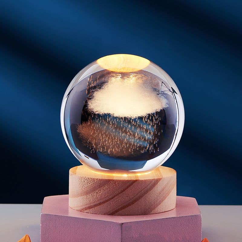 image-Crystal Ball 3D Inner Carved Solar System Glowing Night Lights Warm Bedside Light Festival And Kid Gift Night Lamp