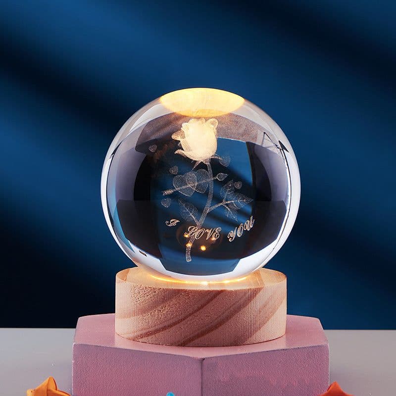 image-Crystal Ball 3D Inner Carved Solar System Glowing Night Lights Warm Bedside Light Festival And Kid Gift Night Lamp