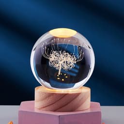 image-Crystal Ball 3D Inner Carved Solar System Glowing Night Lights Warm Bedside Light Festival And Kid Gift Night Lamp
