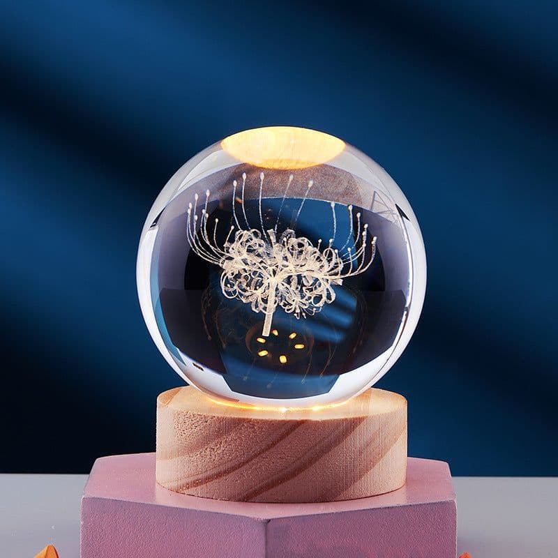 image-Crystal Ball 3D Inner Carved Solar System Glowing Night Lights Warm Bedside Light Festival And Kid Gift Night Lamp