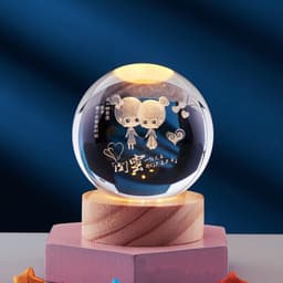 image-Crystal Ball 3D Inner Carved Solar System Glowing Night Lights Warm Bedside Light Festival And Kid Gift Night Lamp