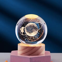image-Crystal Ball 3D Inner Carved Solar System Glowing Night Lights Warm Bedside Light Festival And Kid Gift Night Lamp
