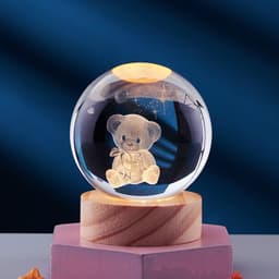 image-Crystal Ball 3D Inner Carved Solar System Glowing Night Lights Warm Bedside Light Festival And Kid Gift Night Lamp