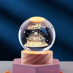 image-Crystal Ball 3D Inner Carved Solar System Glowing Night Lights Warm Bedside Light Festival And Kid Gift Night Lamp