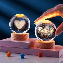 image-Crystal Ball 3D Inner Carved Solar System Glowing Night Lights Warm Bedside Light Festival And Kid Gift Night Lamp