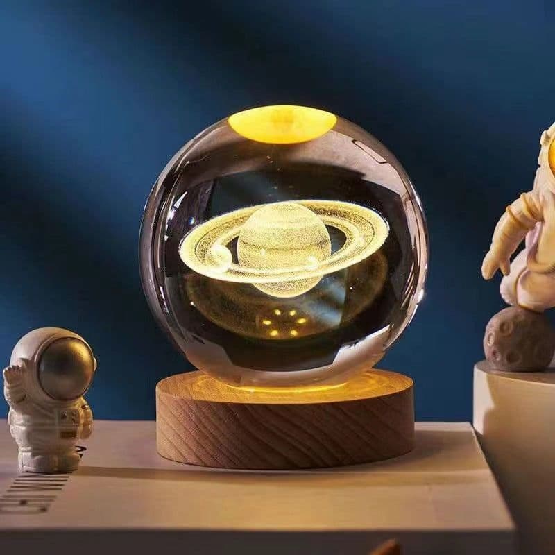 image-Crystal Ball 3D Inner Carved Solar System Glowing Night Lights Warm Bedside Light Festival And Kid Gift Night Lamp