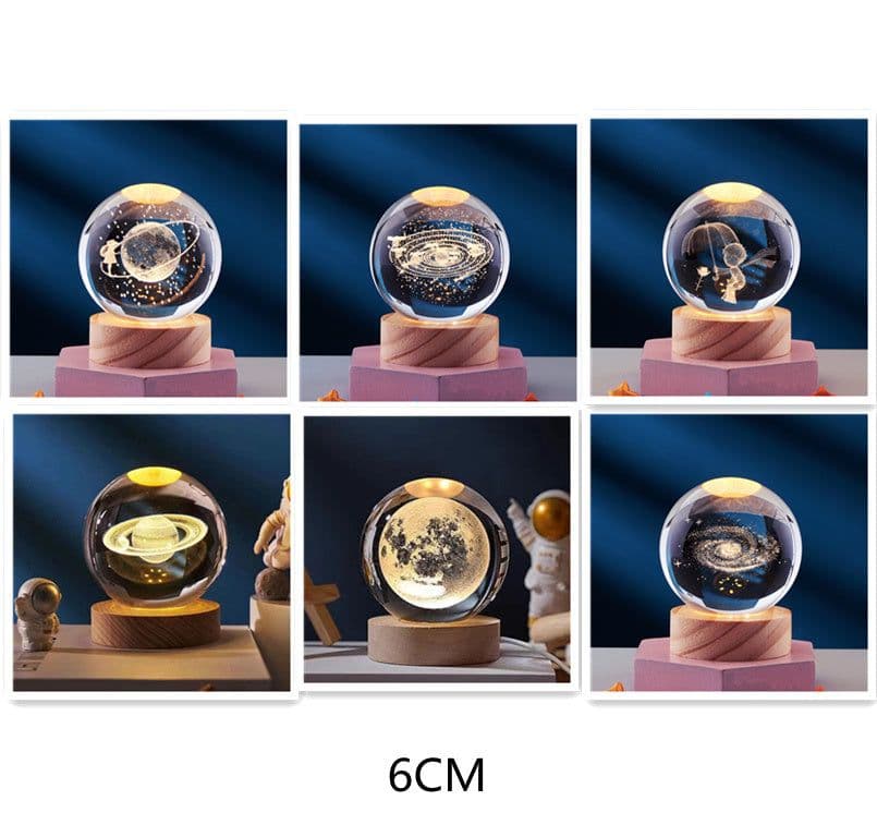 image-Crystal Ball 3D Inner Carved Solar System Glowing Night Lights Warm Bedside Light Festival And Kid Gift Night Lamp