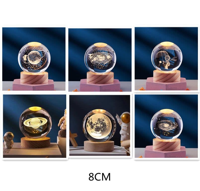 image-Crystal Ball 3D Inner Carved Solar System Glowing Night Lights Warm Bedside Light Festival And Kid Gift Night Lamp