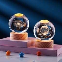 image-Crystal Ball 3D Inner Carved Solar System Glowing Night Lights Warm Bedside Light Festival And Kid Gift Night Lamp
