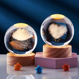 image-Crystal Ball 3D Inner Carved Solar System Glowing Night Lights Warm Bedside Light Festival And Kid Gift Night Lamp