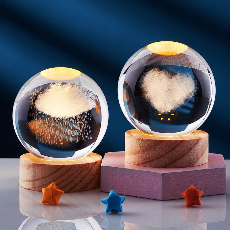 image-Crystal Ball 3D Inner Carved Solar System Glowing Night Lights Warm Bedside Light Festival And Kid Gift Night Lamp