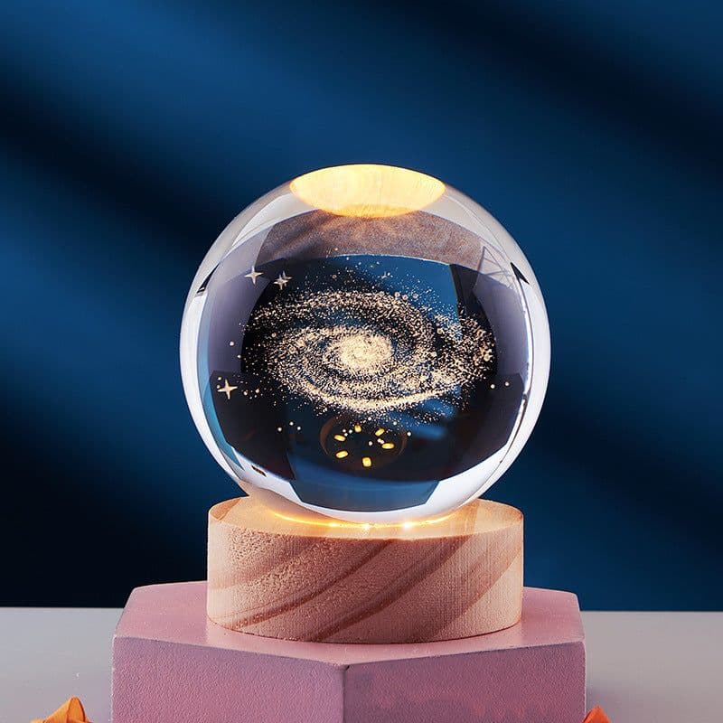 image-Crystal Ball 3D Inner Carved Solar System Glowing Night Lights Warm Bedside Light Festival And Kid Gift Night Lamp