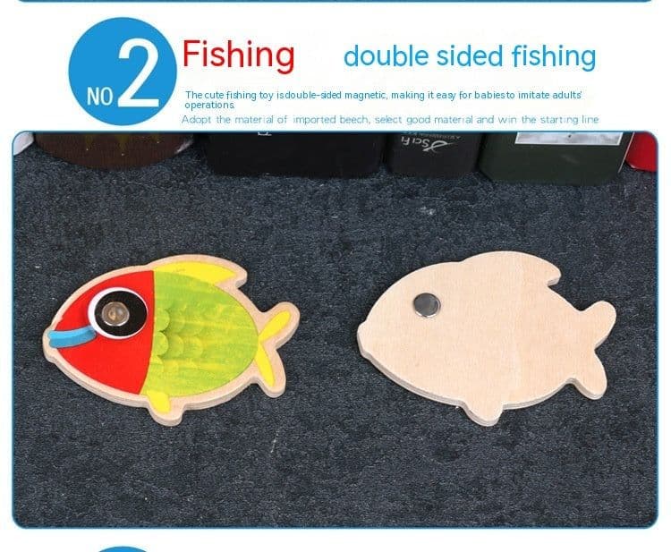 image-Iron Box Magnetic Fishing Wooden Building Blocks Toy
