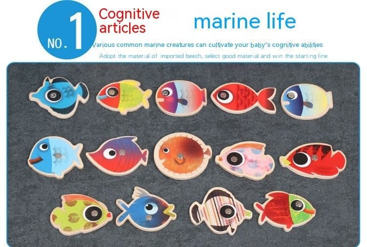 image-Iron Box Magnetic Fishing Wooden Building Blocks Toy