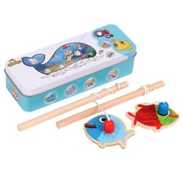 image-Iron Box Magnetic Fishing Wooden Building Blocks Toy