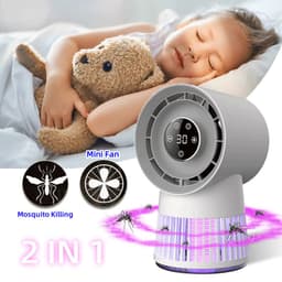 image-Creative 2-in-1 Mosquito Killing Mini Desk Fan Electric Mosquito Killer USB Rechargeable Fan Night Lamp Home And Outdoor Supplies