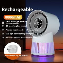 image-Creative 2-in-1 Mosquito Killing Mini Desk Fan Electric Mosquito Killer USB Rechargeable Fan Night Lamp Home And Outdoor Supplies