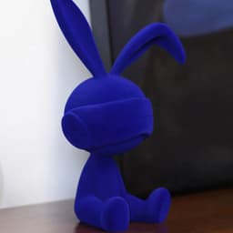 image-Suede Blindfold Rabbit Resin Table Ornament Trendy Home Decoration