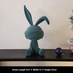 image-Suede Blindfold Rabbit Resin Table Ornament Trendy Home Decoration