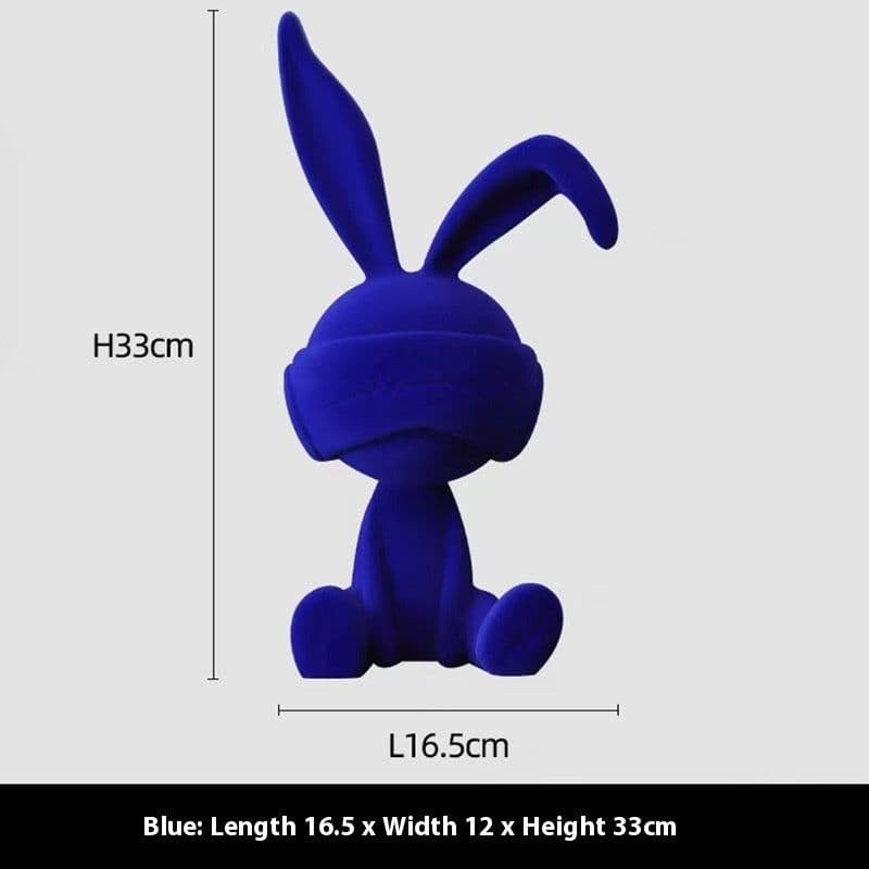 image-Suede Blindfold Rabbit Resin Table Ornament Trendy Home Decoration