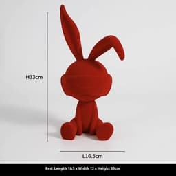 image-Suede Blindfold Rabbit Resin Table Ornament Trendy Home Decoration