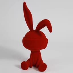 image-Suede Blindfold Rabbit Resin Table Ornament Trendy Home Decoration