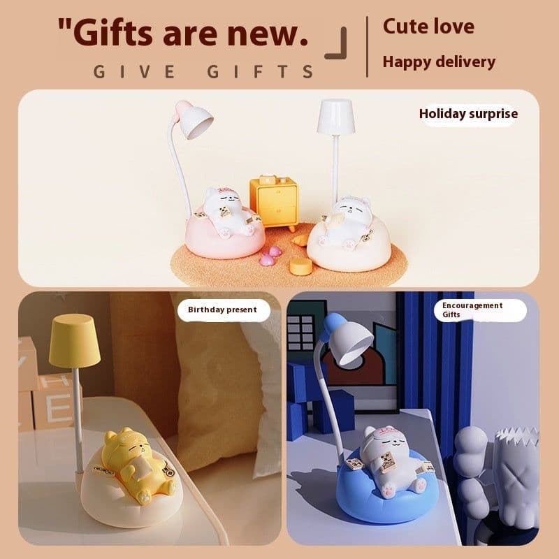 image-Creative Sleeping Cat Small Night Lamp Night Charging Pat Lamp