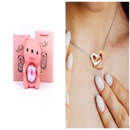 image-Eternal Rose Teddy Bear Gifts Box With Necklace Rotate Rose Jewelry Box Valentine Wedding Storage Gift Case For Women Girlfriend