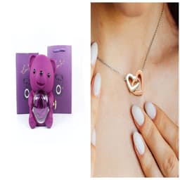 image-Eternal Rose Teddy Bear Gifts Box With Necklace Rotate Rose Jewelry Box Valentine Wedding Storage Gift Case For Women Girlfriend
