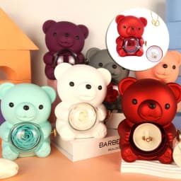 image-Eternal Rose Teddy Bear Gifts Box With Necklace Rotate Rose Jewelry Box Valentine Wedding Storage Gift Case For Women Girlfriend