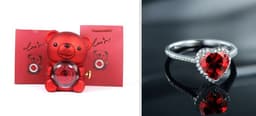 image-Eternal Rose Teddy Bear Gifts Box With Necklace Rotate Rose Jewelry Box Valentine Wedding Storage Gift Case For Women Girlfriend