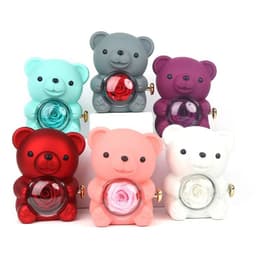 image-Eternal Rose Teddy Bear Gifts Box With Necklace Rotate Rose Jewelry Box Valentine Wedding Storage Gift Case For Women Girlfriend