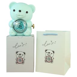 image-Eternal Rose Teddy Bear Gifts Box With Necklace Rotate Rose Jewelry Box Valentine Wedding Storage Gift Case For Women Girlfriend