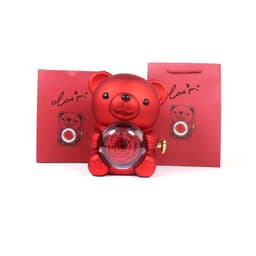 image-Eternal Rose Teddy Bear Gifts Box With Necklace Rotate Rose Jewelry Box Valentine Wedding Storage Gift Case For Women Girlfriend