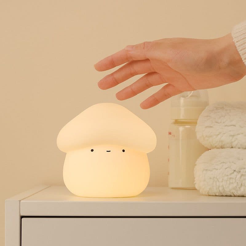image-UNew Mushroom Small Night Lamp Cute Silicone Sleeping Timing Night Light Bedside Interesting Charging Ambience Light Room Decor Home Decor