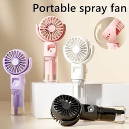 image-Portable Handheld Spray Fan 4-Speed Water Spray Mist Fan Summer Cooling Artifact USB Charging Summer Supplies Outdoor Mini Fan