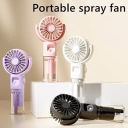 image-Portable Handheld Spray Fan 4-Speed Water Spray Mist Fan Summer Cooling Artifact USB Charging Summer Supplies Outdoor Mini Fan
