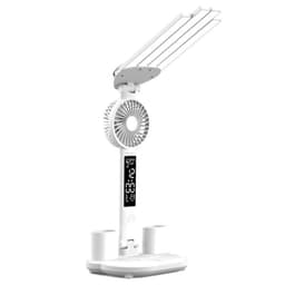 image-3in1 Multifunction Table Lamp LED Four-headed Folding With Fan Calendar Clock USB Rechargeable Desk Light 3 Color Reading Lamp