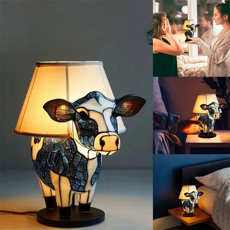 image-Beautiful Cow Table Lamp Bedside Table Lamp With USB Bedside Lamp For Living Room Bedroom Dormitory Bra Ornament
