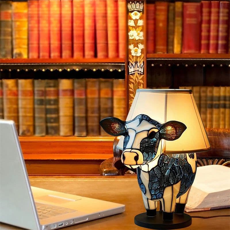 image-Beautiful Cow Table Lamp Bedside Table Lamp With USB Bedside Lamp For Living Room Bedroom Dormitory Bra Ornament