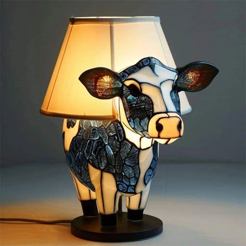 image-Beautiful Cow Table Lamp Bedside Table Lamp With USB Bedside Lamp For Living Room Bedroom Dormitory Bra Ornament