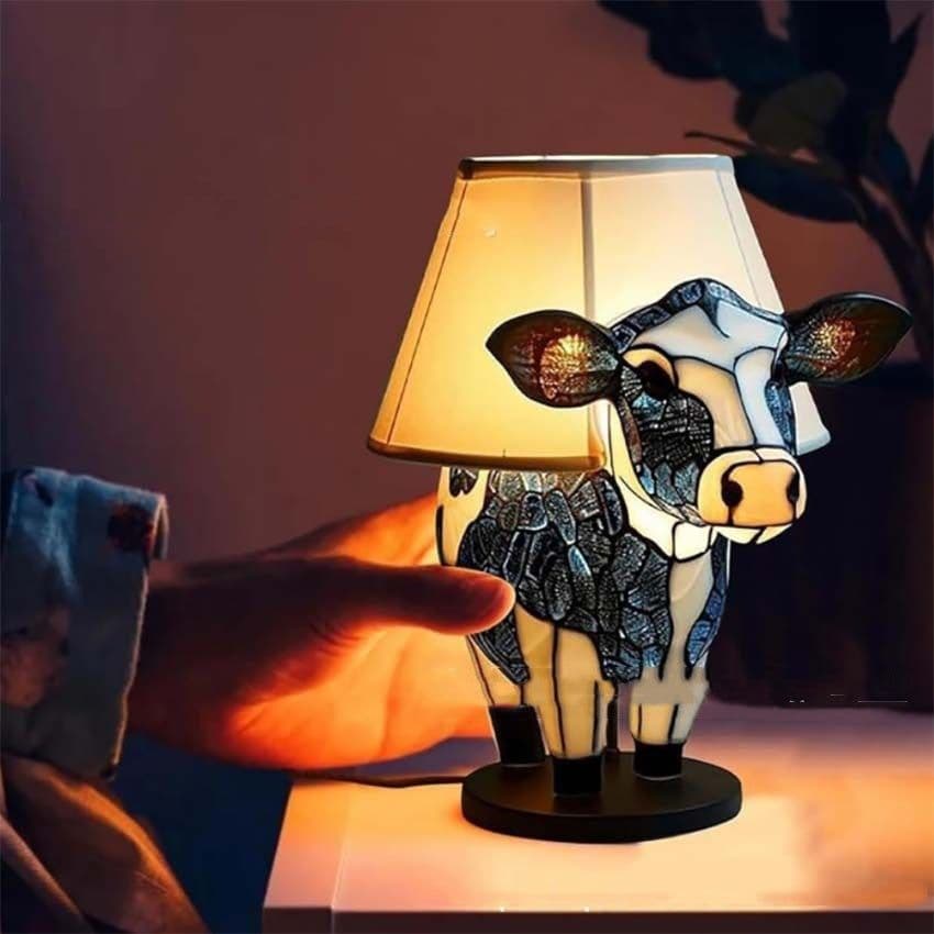 image-Beautiful Cow Table Lamp Bedside Table Lamp With USB Bedside Lamp For Living Room Bedroom Dormitory Bra Ornament