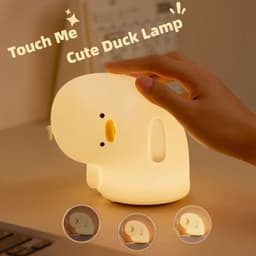 image-Cute Duck LED Night Light USB Rechargeable Nightlights Silicone Lamp Touch Soft Mood Light Child Kid Gift Bedroom Decor