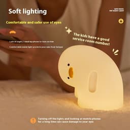 image-Cute Duck LED Night Light USB Rechargeable Nightlights Silicone Lamp Touch Soft Mood Light Child Kid Gift Bedroom Decor