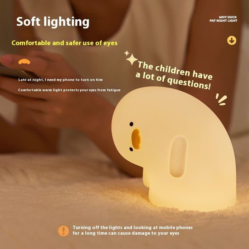 image-Cute Duck LED Night Light USB Rechargeable Nightlights Silicone Lamp Touch Soft Mood Light Child Kid Gift Bedroom Decor