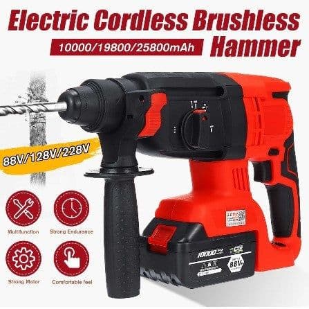 image-3 IN 1 Electric Brushless Hammer Cordless Power Impact Drill With Lithium Battery Power Drill Electric Drill