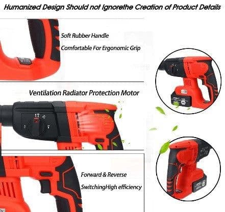 image-3 IN 1 Electric Brushless Hammer Cordless Power Impact Drill With Lithium Battery Power Drill Electric Drill