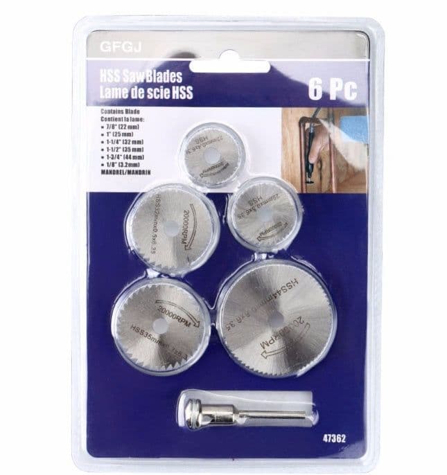 image-6 Pcs Circular saw blades & mandrel