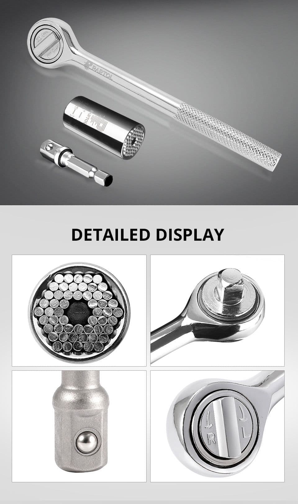 image-Universal Wrench Ratchet Universal Socket 7-19mm Power Drill Adapter Wrench Combination universal key